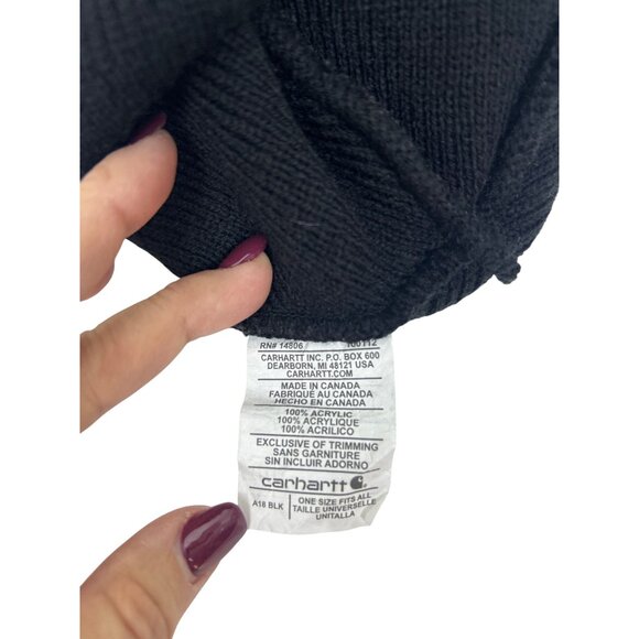 Carhartt Chevy Black Knit Beanie Unisex OS Embroidered Chevrolet Logo Hat - Picture 6 of 8